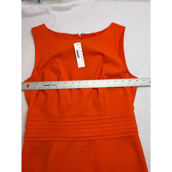 NWT J.Crew 365 Pleated-Waist Sheath in Vivid Orange Stretch Wool Dress Size 4 - Picture 5 of 7